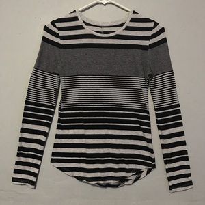 Light grey and black striped long sleeve top